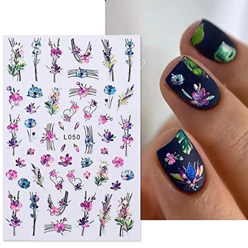 Јосомк ​​9 листови налепници за цвеќиња со цвеќиња на ноктите декорации пролетни пеперутки нокти декорации 3Д самолепливи нокти