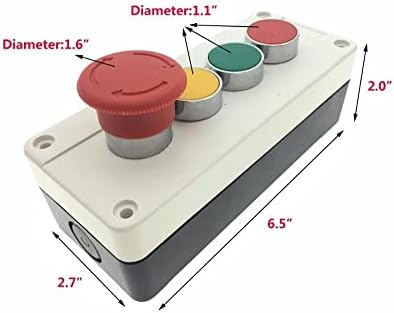 AC 240V 3A 40 mm црвена печурка за итни случаи за итни случаи NC копче за притискање на сив панел