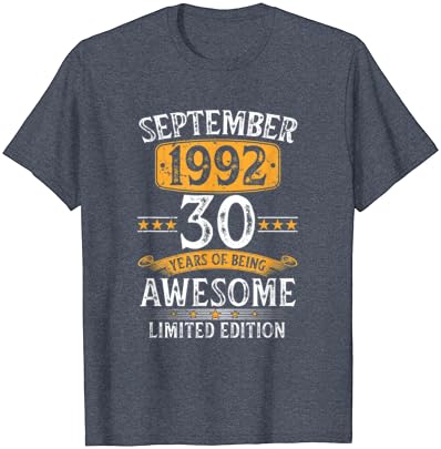 30 Годишни Подароци Мажи Родени во септември 1992 Година 30-ти Роденден Маица