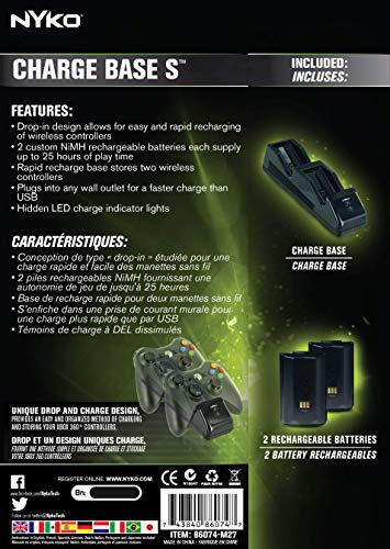Нико Полнење База С-2 Пристаниште Контролер Полнач со 2 Батерии На Полнење За Xbox 360