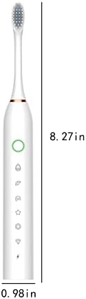 Електрична четка за заби на EGNMCR за возрасни со 8 глави со четки, 6 режими за чистење, паметен тајмер, IPX7 водоотпорен нежен и ефикасен чисти заби, четка за заби за полне