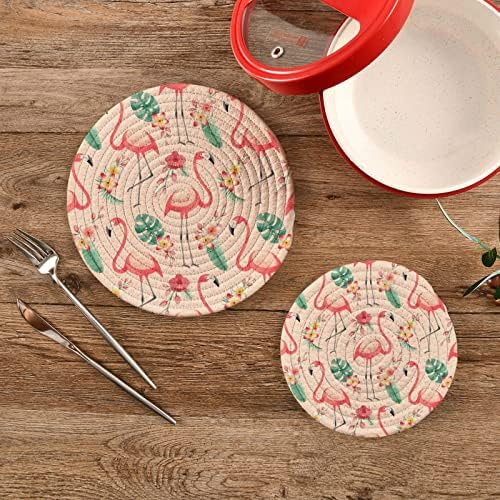 Xigua Flamingo Trivets Set од 2 држачи за садови за декорација на кујна Поставете држачи за отпорни на топлина поставени за топли садови/тенџере/сад/чајник/држачи