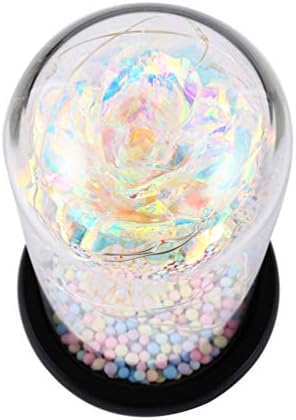 Абоофан стакло роза предводена светлина во стаклена купола за домашна свадба годишнина за забава Декор на вineубените, подарок за домаќинство