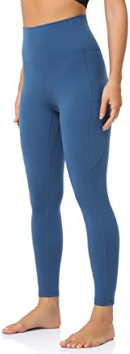 ЈУНОГА highенски високи половини меки меки атлетски јога панталони 25 хеланки на инсејм со џебови