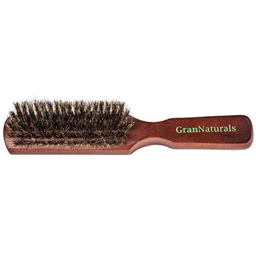 Grannaturals мека четка за коса за мажи - природна дрвена четка за влакната за влакната за стилизирање на брада, згаснувања, мека четка