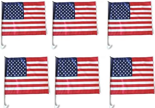 Basketfy 6 Американски Знамиња За Автомобил Прозорец Со Јарбол И Клип Планината 17 x18 x13 Двострани За Патриотски Паради, Спортски