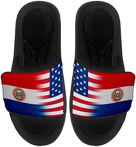 ExpressItbest Pushioned Slide -On сандали/слајдови за мажи, жени и млади - знаме на Парагвај - знаме на Парагвај