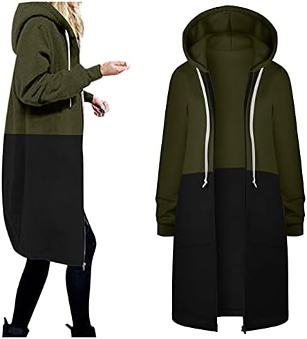 Женски блок -блок -цртеж јакна патент топло отворено дуксери џемпери долги палто модни обични женски надворешни жени