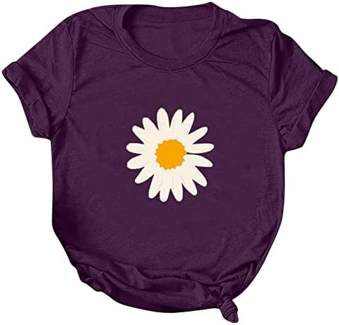 Тинејџерски девојки есен лето маица со краток ракав 2023 трендовски памучен екипаж на вратот графички бренд блуза кошула за жени 21