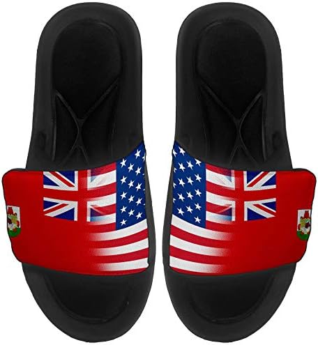 ExpressItbest Pushioned Slide -On сандали/слајдови за мажи, жени и млади - знаме на Бермуда - Бермудско знаме