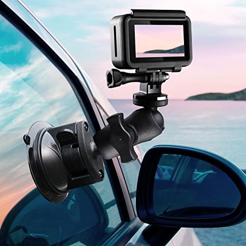 Моќна чаша за вшмукување за монтирање на фотоапаратот GPPRO Mount со 1/4 конец компатибилен GoPro Hero10 9 8 7 6 5 4 Камери за автомобилски камери за шофершајбна и прозорец