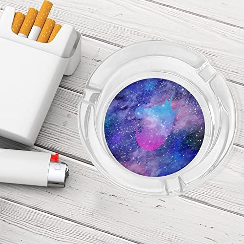 Фантазија Галакси маглина Еднорог стакло пепелници за цигари и цигари, држач за табела за табела за декорација на маса за декорација на