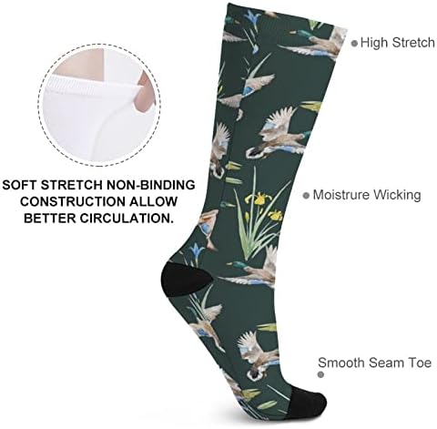 Акварел патки печатени чорапи за појавување на бои Атлетски колени високи чорапи за жени мажи
