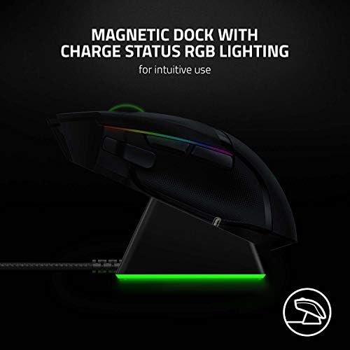 Пристаниште За Полнење на глувчето Razer Chroma: Магнетно Пристаниште Со Статус НА Полнење RGB Осветлување-Анти-Лизгачки Геко Стапала-Напојувани