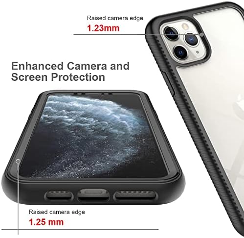 Покријте го телефонскиот случај на целосна заштита, компатибилен со iPhone 11 Pro Max Hard PC+Soft Silicone TPU 3in1 ShockProof Заштитна