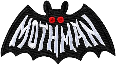 Локомо Мотман шие железо на лепенка извезена црна молец криптид суштество Симпатична мотивација за капаче капаче маица јакна тексас пантолона ранец торба