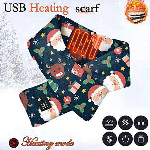 Интелигентна шамија за греење USB електрично загревање топло Божиќно печатење на шал на вратот за заштита на ладно