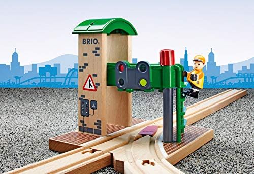 Brio World 33674 - Сигнална станица - 2 парчиња Додаток за воз со играчки за деца за деца 3 и горе и свет - 33754 Магнетски