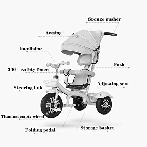 Waljx Bicyclestroller Nation Bicycle Childer Tricycle Portable Boy and Girl Toy Cars 1-2-3-6 години прилагодлив fader