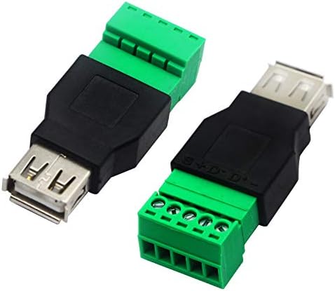 CGTIME USB 2.0 Терминален конектор за завртки за завртки USB 2.0 Aенски приклучок до 5 пински/пат терминали за штитници за завртки за завртки