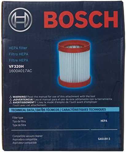 Bosch VF320H HEPA филтер за чистење на влажна/сув вакуум од 18V 2,6-галон