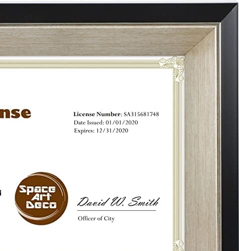 Вселенска уметност Деко, 5,5х8,5 Рамка за деловна лиценца, рамка за сертификати за професионалци, калено стакло wallидни закачалки или приказ на штанд за штанд