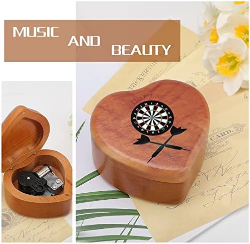 Дартс дрвена музичка кутија срце облик на ветровито музичко кутија гроздобер дрвена часовна музичка кутија подароци