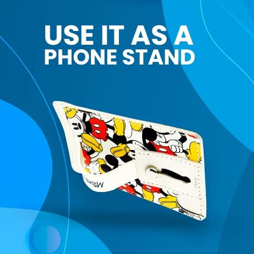 Ijoy Disney Телефонски паричник стап на мобилен телефон држач за картички за картички за лепење на држачот на iPhone на iPhone со вграден лента за прсти- двојки како удар за ва?