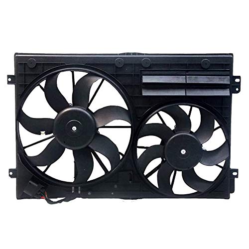 Rareelectrical New Cooling Fan Compatible with Volkswagen GTI 2006-2014 by Part Number 1K0-121-205-AD-9B9 1K0121205AD9B9 1K0-121-205-AJ-9B9 1K0121205AJ9B9 1K0-959-455-ES 1K0959455ES 1K0959455ET