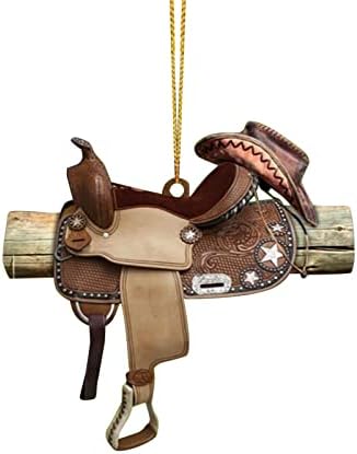 Персонализиран акрилен приврзок на седло за loversубители на коњи западни каубои чисти кристални мониста за занаети