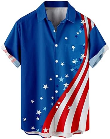 Bmisegm летни големи и високи кошули за мажи со знаме за мажи со кратки ракави за кратки ракави надолу кошули со кошули со