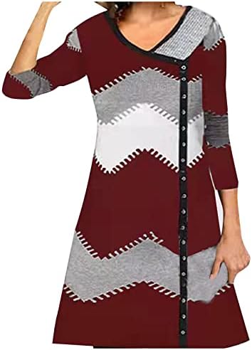 Nokmopo Долг ракав макси фустан за жени мода персонализирано позиционирање на печатење V-врат со долги ракави фустан