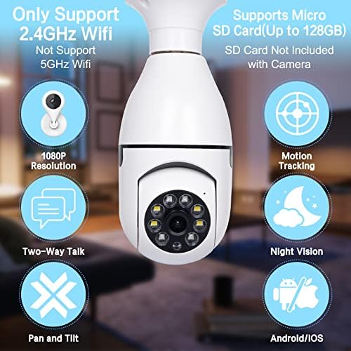 Безбедносна камера за безбедност на сијалицата Dexinlong WiFi 360 степени E27 Сијаличка безбедносна камера на отворено 1080p домашни