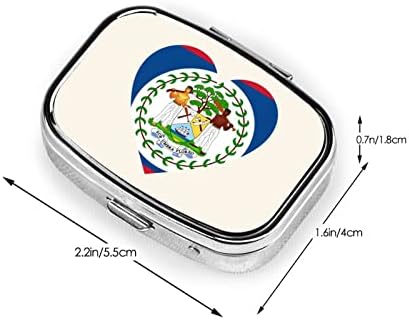 Love Belize Flag Square Mini Pell Box Travel Medicine Medical Оддели Организатор Преносен метал пилула кутија