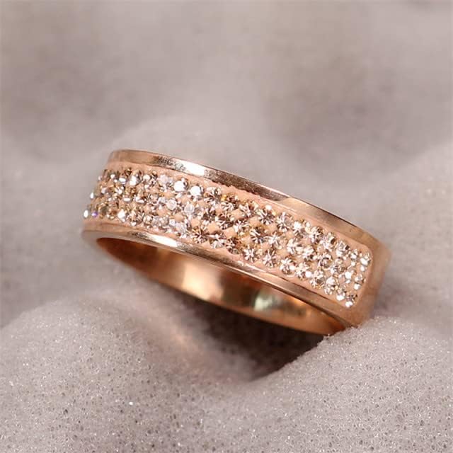 Koleso rose gold познат бренд циркон прстен 8мм половина круг три редови кристал 316L прстени за прсти за жени-68920