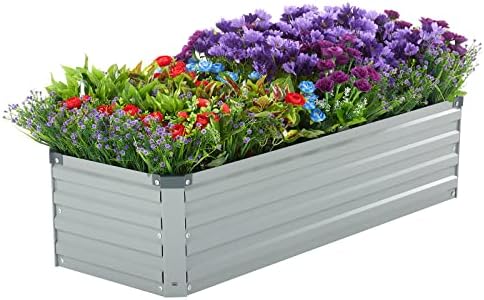 Зизин крена градинарски кревети за зеленчук галванизирана челик засадувачка кутија тревник зелена за цвеќиња, билки, овошје, внатрешна