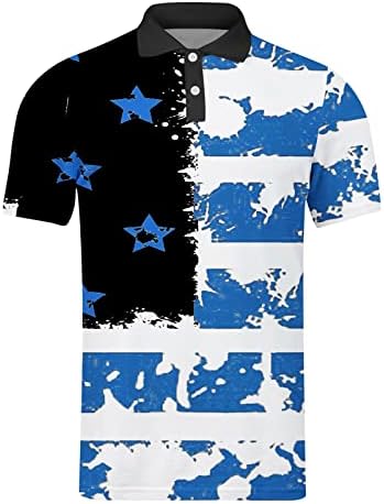 XXBR Денот на независноста Поло кошули за мажи, starsвезди и ленти Печати маичка за маички Патриотски САД со знамето на кратки