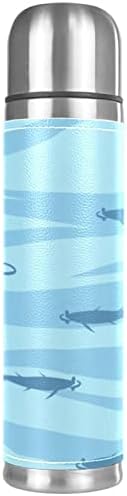 Вакуум од кожа од не'рѓосувачки челик Изолирана кригла Ретро ленти | Термос шише со вода за топли и ладни пијалоци деца возрасни 16 мл