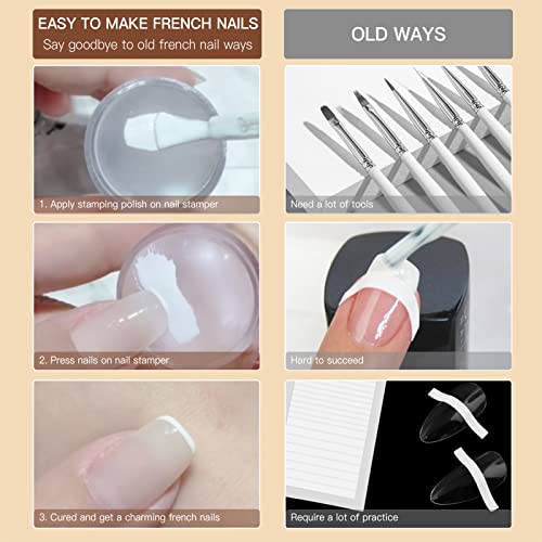 Biutee Nail Stamper комплет француски врв на нокти печат желе силиконски нокти уметност Stamper со стругалка за нокти заменлива чиста глава