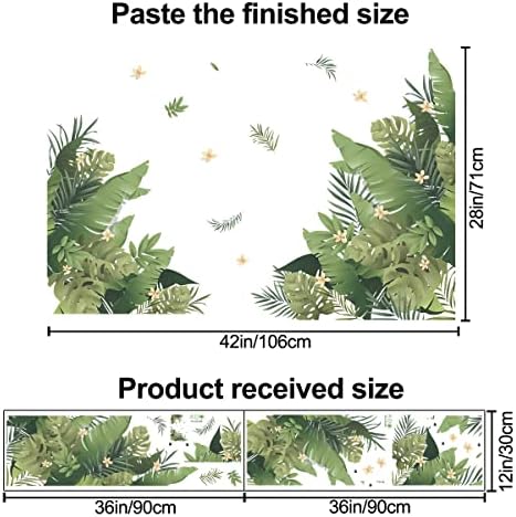 2 ПАРЧИЊА Палми Лисја Ѕидни Налепници Тропски Зелени Растителни Ѕидни Налепници САМОСТОЈНИ Отстранливи Розови Цвеќиња Ѕидни Уметнички