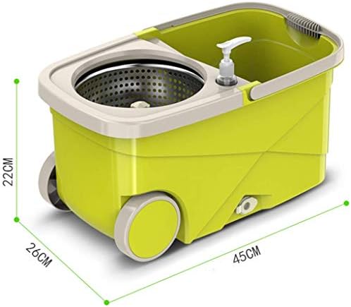 UXZDX Cujux Mop, Spin Bucket System MOP со рачка со должина 2 глави на микрофибер моп 360 ° Ротација лесен под подот