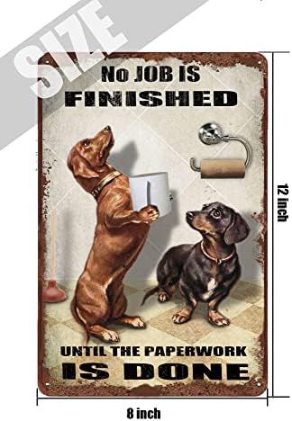Финамил dachshund Dog Barion Gratage Til знак за лимени знаци, без работа е завршена рустикална метална калај знак Смешен бања