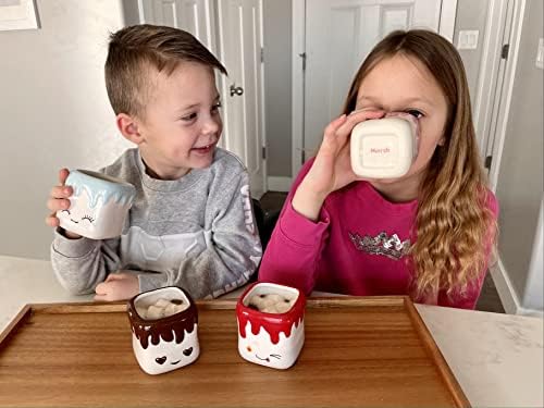 Gemирски производи со топла чоколада во форма на бел слез сет од 4 деца топло какао чаши со уникатни емоции и интерактивна игра