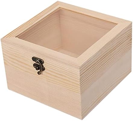 Rockible дрвена кутија, кутија за приказ на накит со капаци за стакло, преносен DIY декоративен гроздобер стил цвет, држач за фотографии