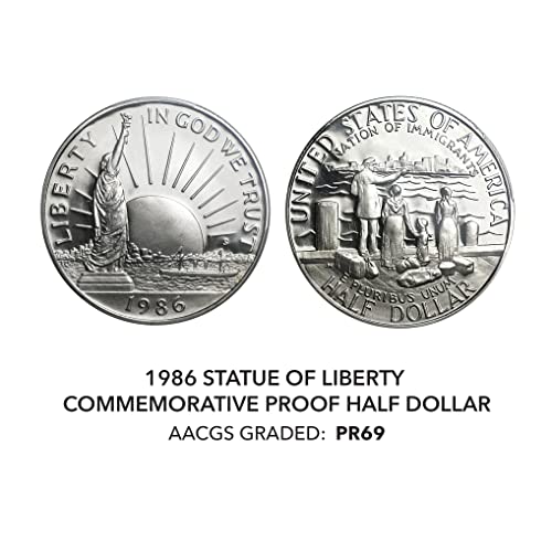 Комеморативна статуа на слобода на слобода од 1986 година, доказ за половина долар AACGS
