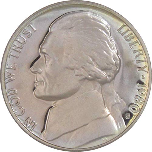 1980 Џеферсон Никел 5 Цент Парче Избор Доказ 5Ц Сад Монета Колекционерски