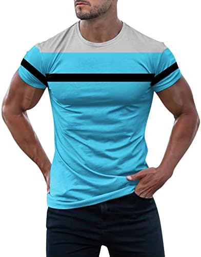 HDDK летни мажи v вратот кратки ракави маици во боја блок крпеница работа, врвна атлетска тренинг спорт, тенок фит маичка