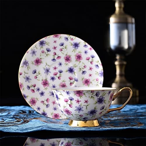 Џидбрт Европски Убави Мали Цвет Злато Линија Керамички Чај Сет Дизајн Порцелан Кафе Чаша И Чинија Во Собата