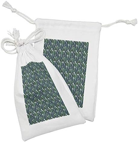 Амбесон Филодендрон Ткаенина Торбичка Сет од 2, Егзотични Листови Повеќегодишни Австралиски Локални Растенија Плажа Зеленило, Мала Торба