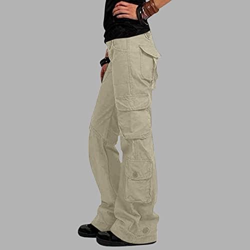 Злови црни карго панталони жени, женски баги карго панталони со џебови широки панталони за нозе лабави комбинезони долги панталони